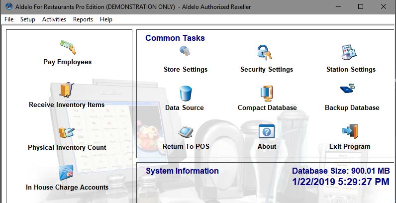 Aldelo backoffice