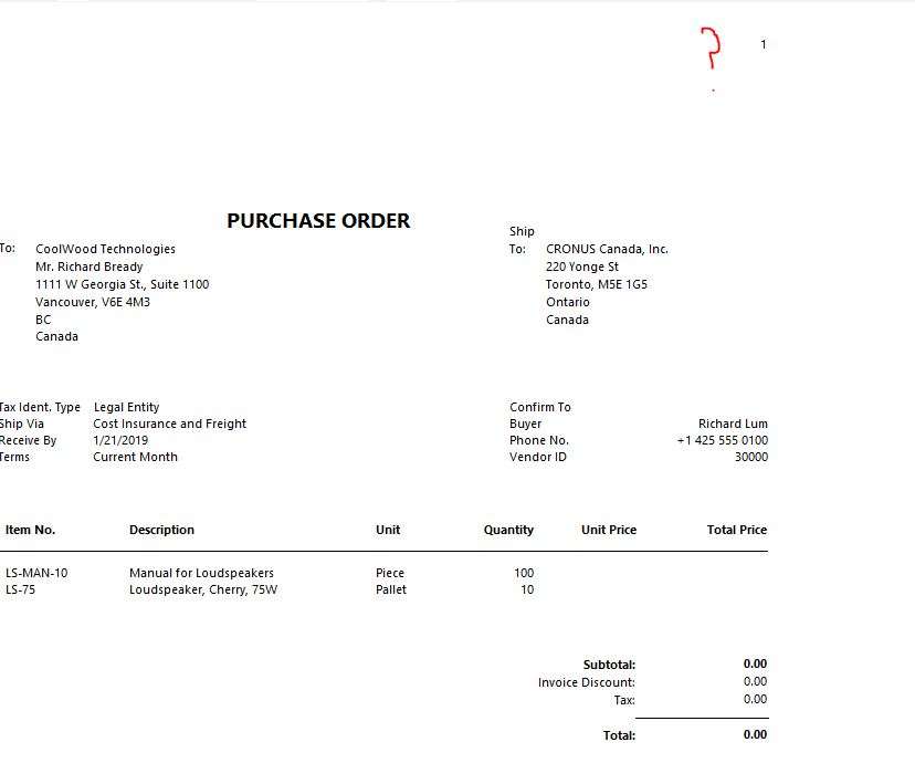 Purchase Order Report Print