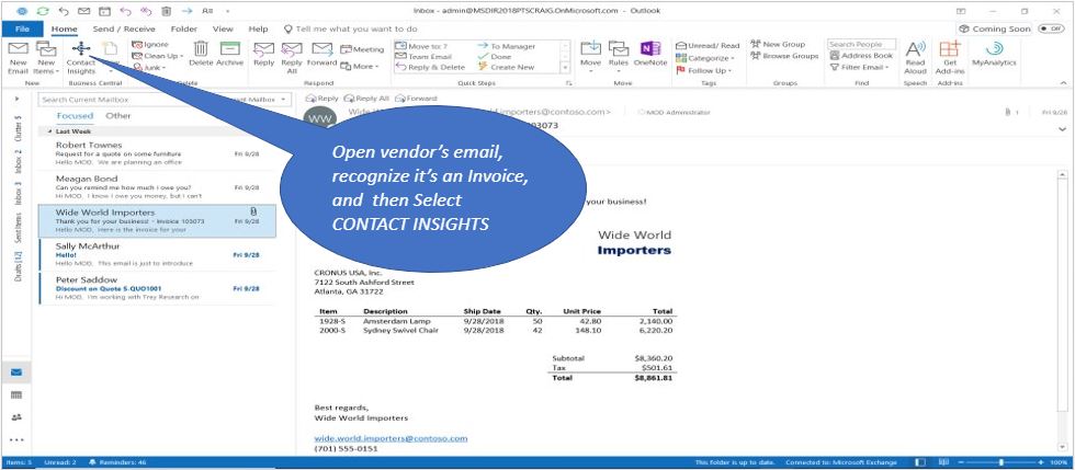 Contact Insights Outlook