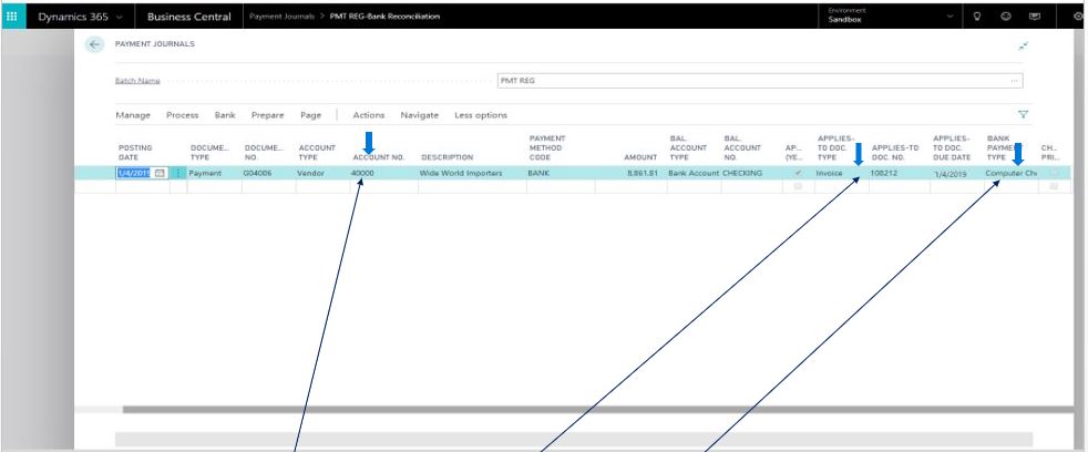 bank reconciliation page