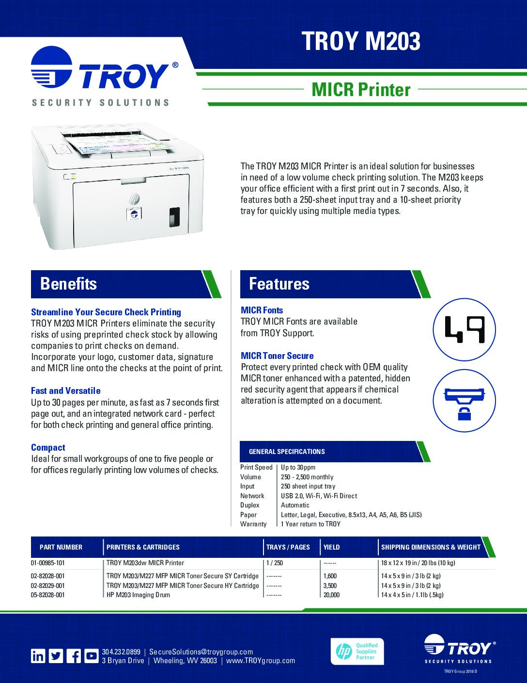 m203dw micr printer