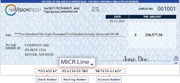 NavTech Check MICR with logo