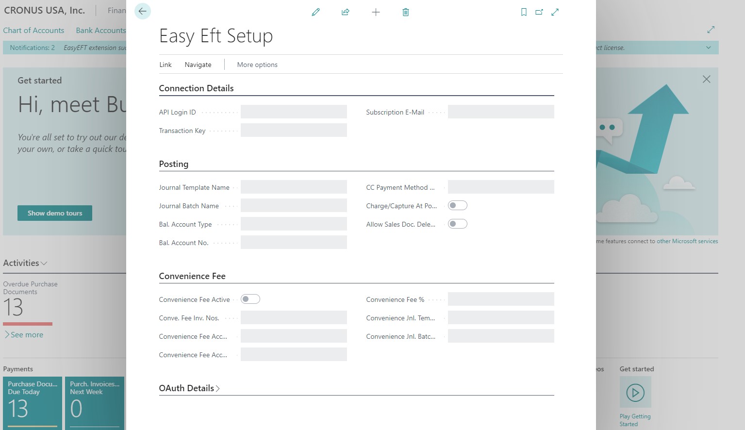 Credit Card Convenience Fee Setup in Business Central